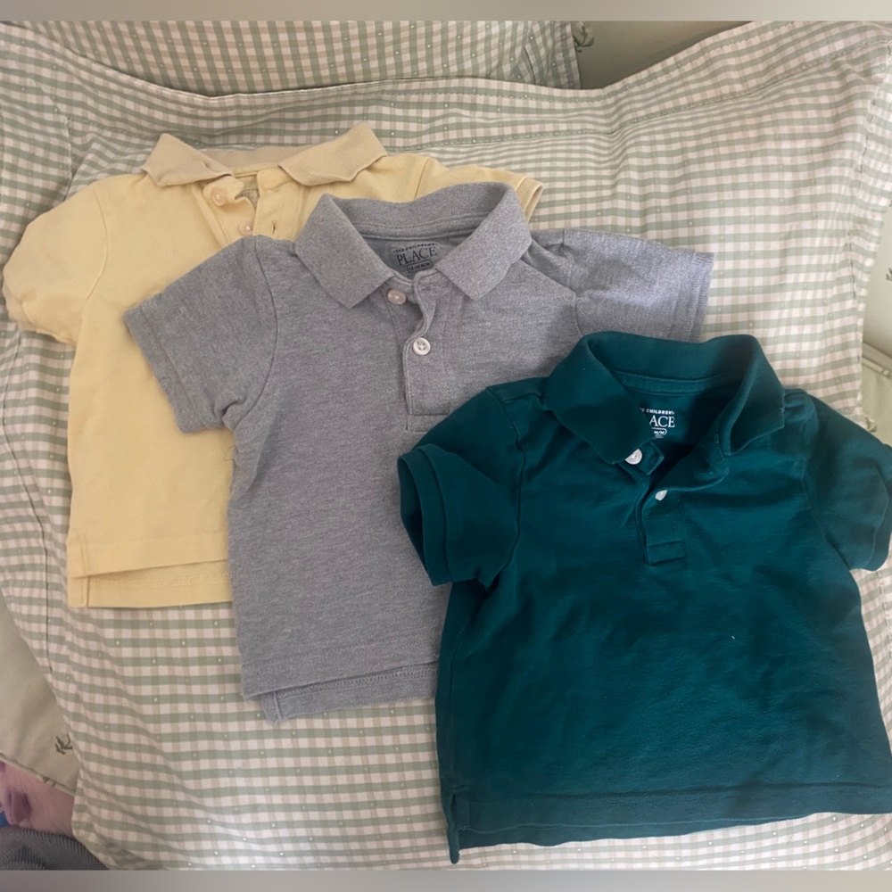 12-18 month Kids Polo Shirt Set - Green, Gray, Yellow